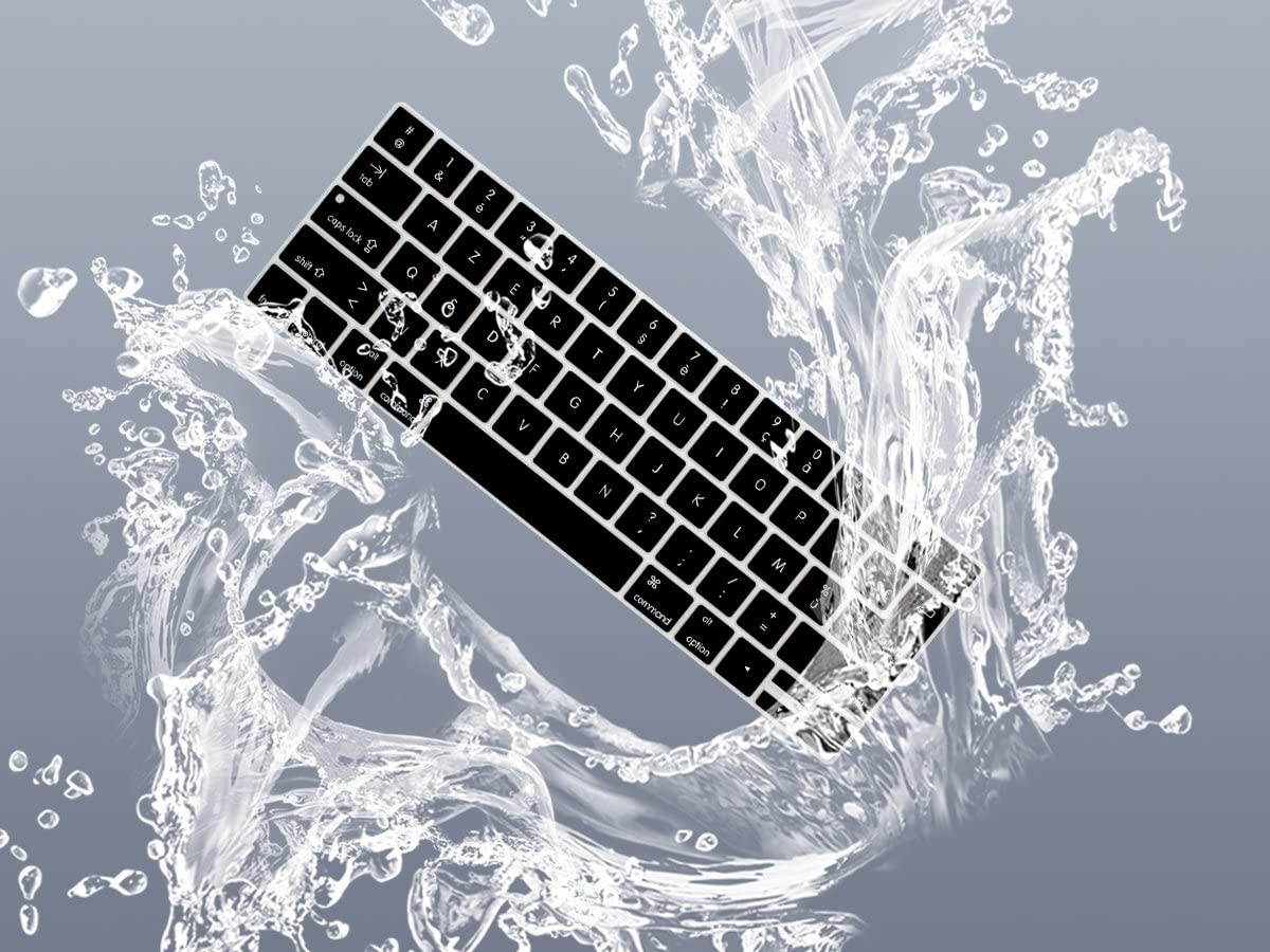 HRH AZERTY French Language Silicone Keyboard Cover Skin for MacBook New Pro with Touch Bar 13 Inch and 15 Inch (A1989/A1706,A1990/A1707) 2018 2016 2017 Release with Touch ID,Both European/USA Layout
