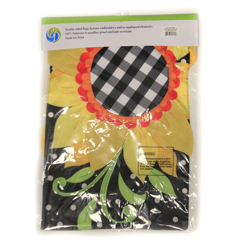 Home & Garden 18.0" Gingham Sunflower Applique Flag Double Sided Custom Decor  -  Flags