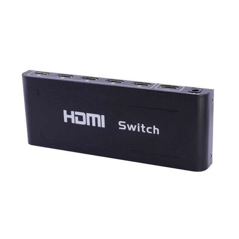5 Port HDMI Switch W Remote 1080P HDTV HD Aluminium W Power Adapter Black