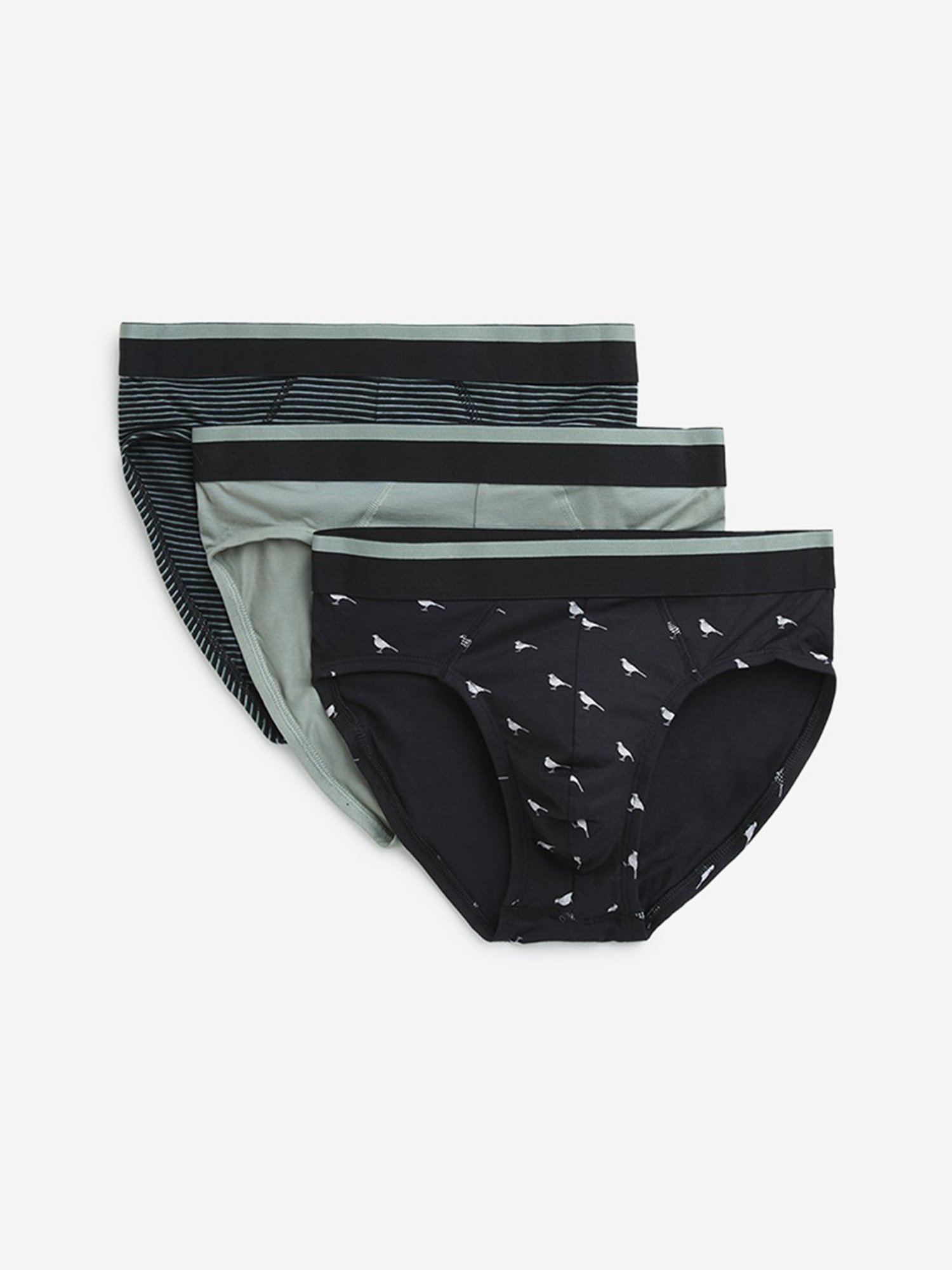 WES Lounge by Westside Sage Solid Cotton Blend Briefs - Pack of 3