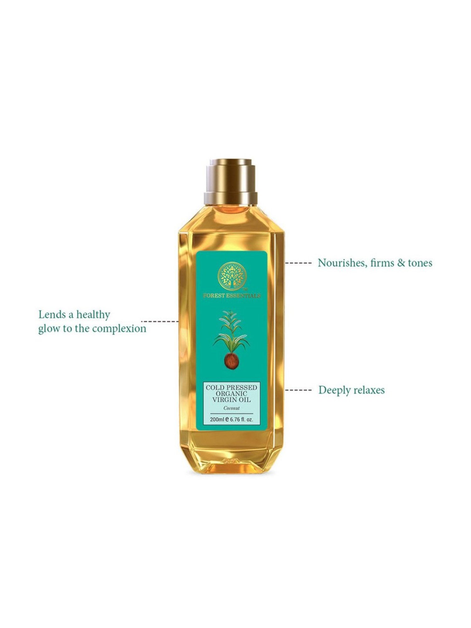 Forest Essentials Pure Organic Cold Pressed Virgin Coconut Oil with Vitamin E - 200 ml