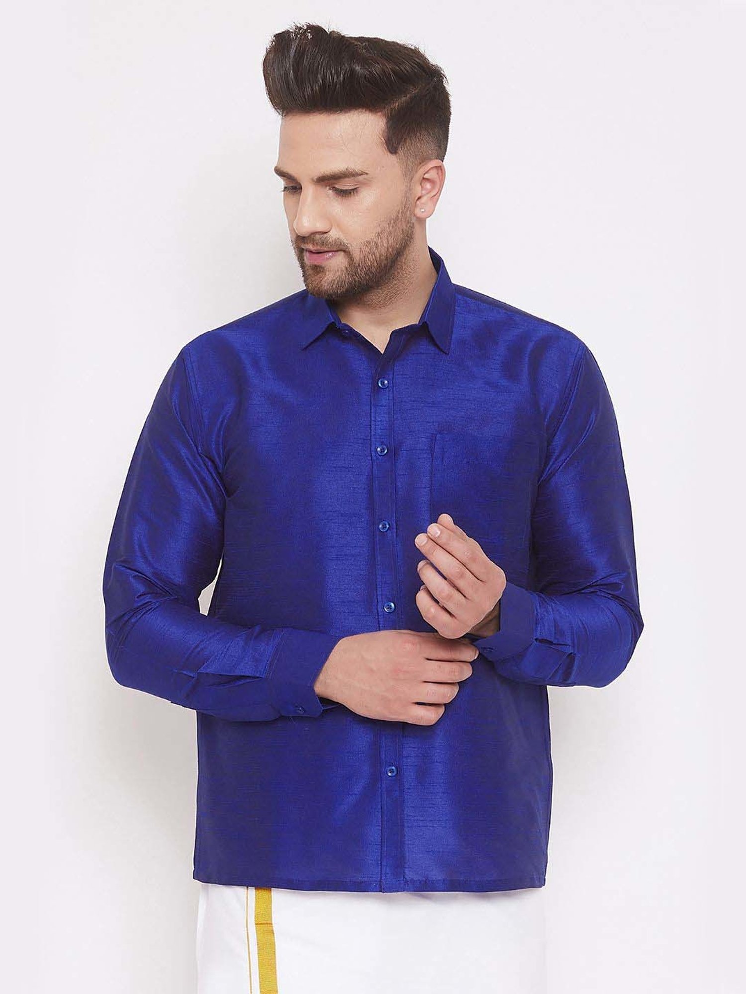 Ramraj Red Cotton Regular Fit Shirt