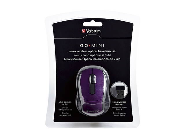 Verbatim 97473 Wireless Mini Travel Optical Mouse - Purple