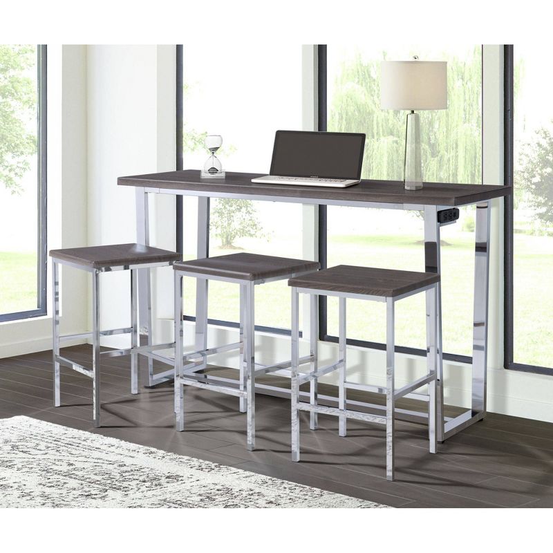 Nadine Multipurpose Bar Dining Table Set Chrome - Picket House Furnishings