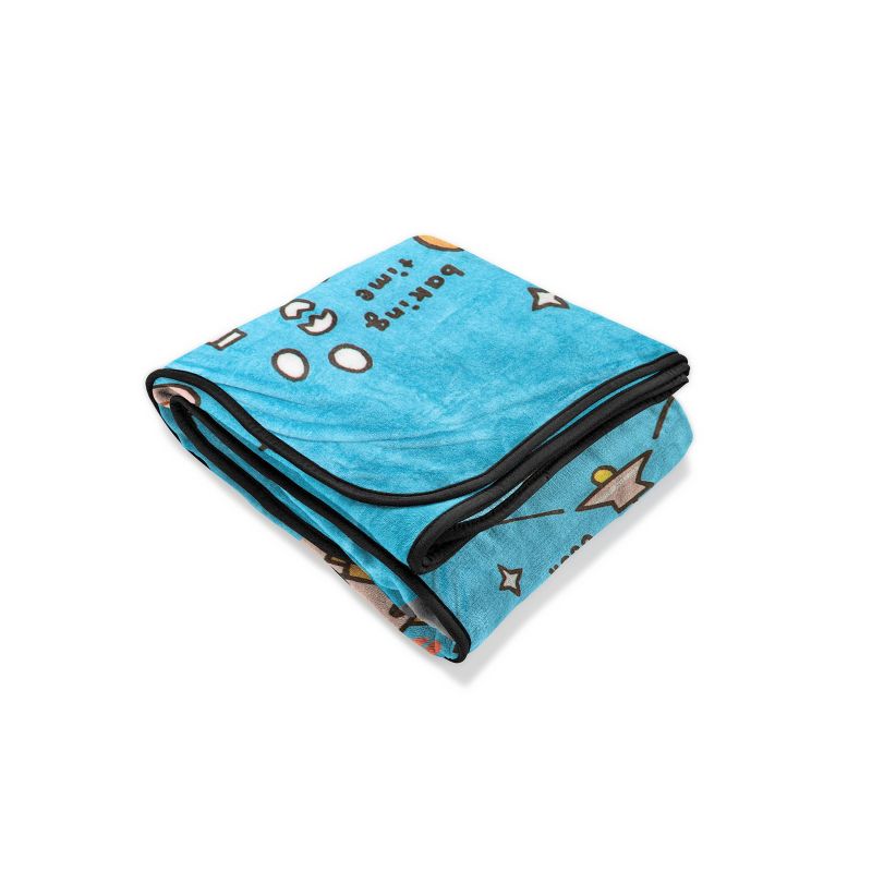 Twin Line Friends Day of Brown Blanket Blue