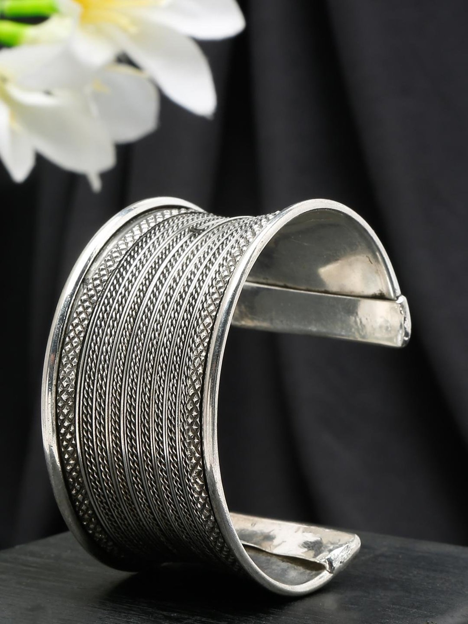 YouBella Jewellery Celebrity Inspired Silver-Plated Cuff Bracelet