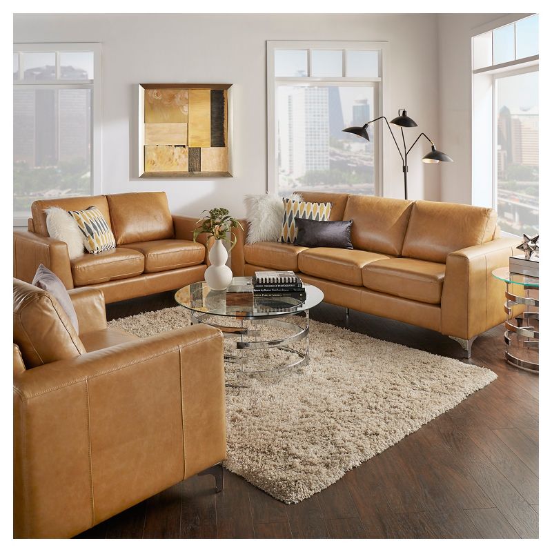 Anson Leather Sofa Camel - Inspire Q