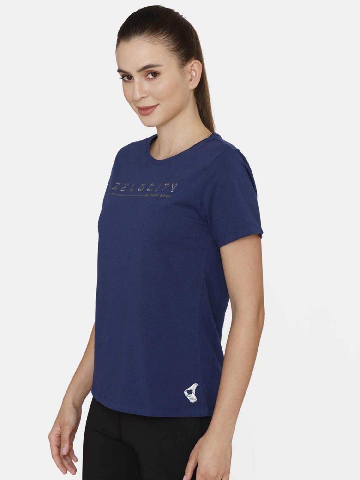 Zelocity by Zivame Navy Graphic Print Sports T-shirt