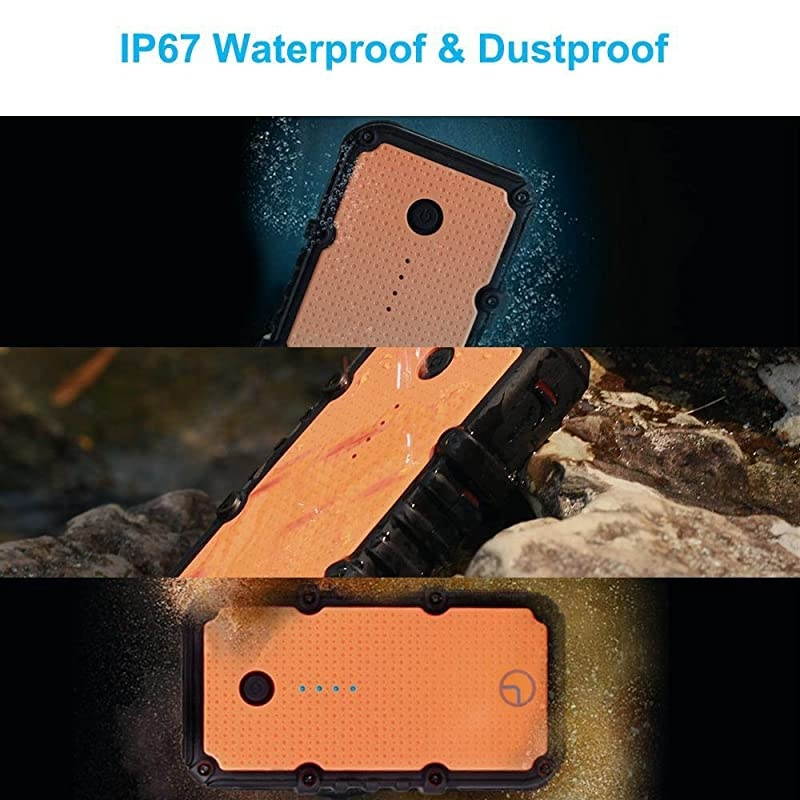 Waterproof Power Bank Portable Charger 13400mAh Dual USB Output Port 48A Fast Charge Travel External Battery Pack DustShock Proof Portable Phone Charger for iPhone Android Samsung etc