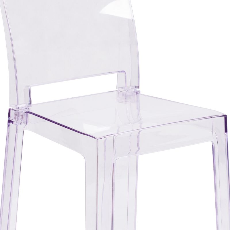 Emma and Oliver Ghost Chair with Square Back in Transparent Crystal