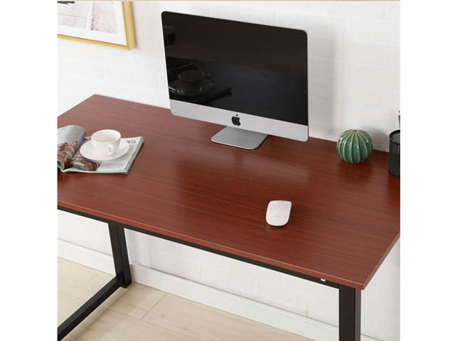 Computer Desk Gaming Desk Office Rustic Iron Frame Wood Grain Veneer Surface Large Work Space Desk Workstation High Density Board Table 47*24*29" Teak Color,GT89