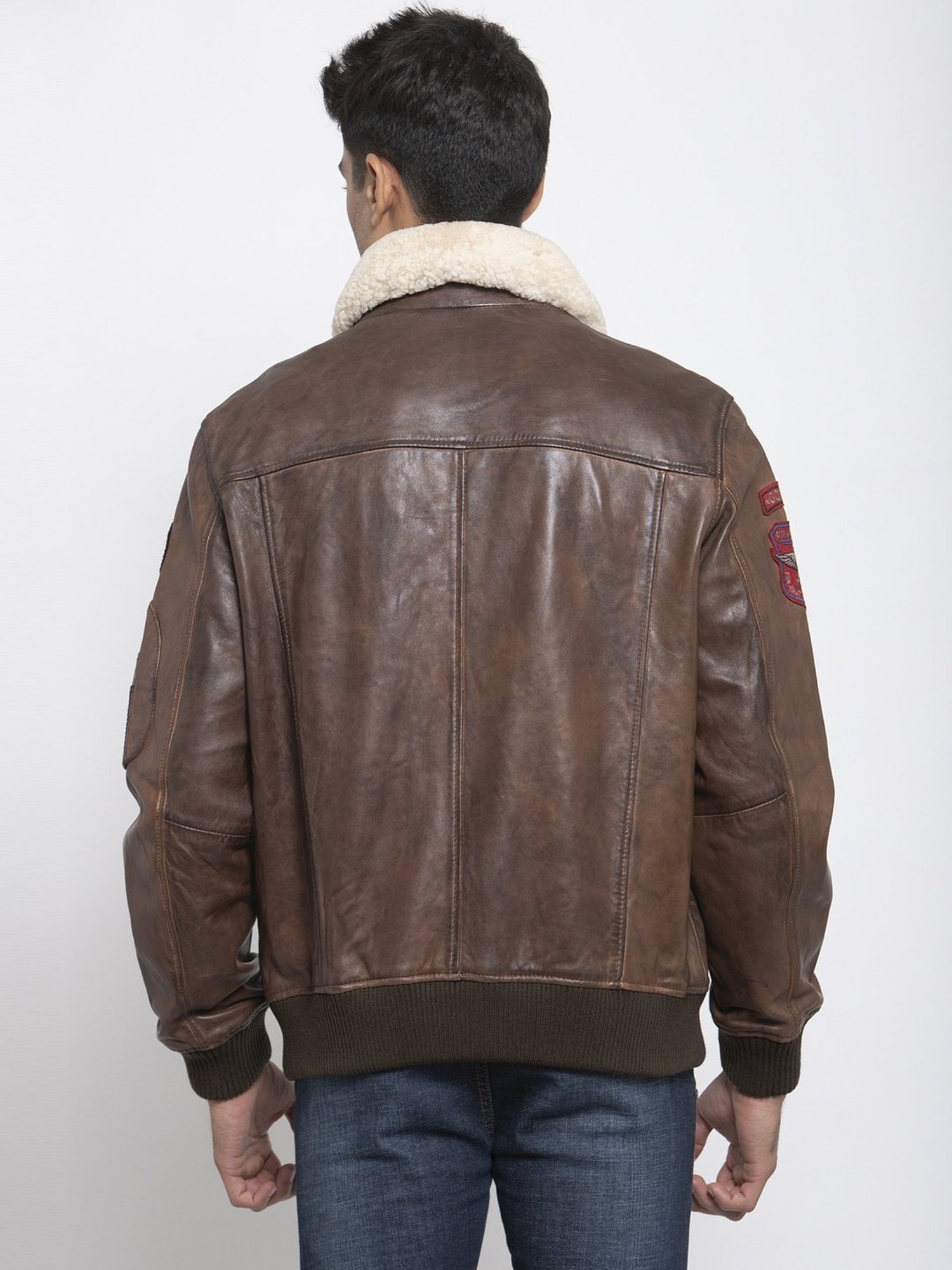 Teakwood Leathers Brown Shirt Collar Leather Jacket