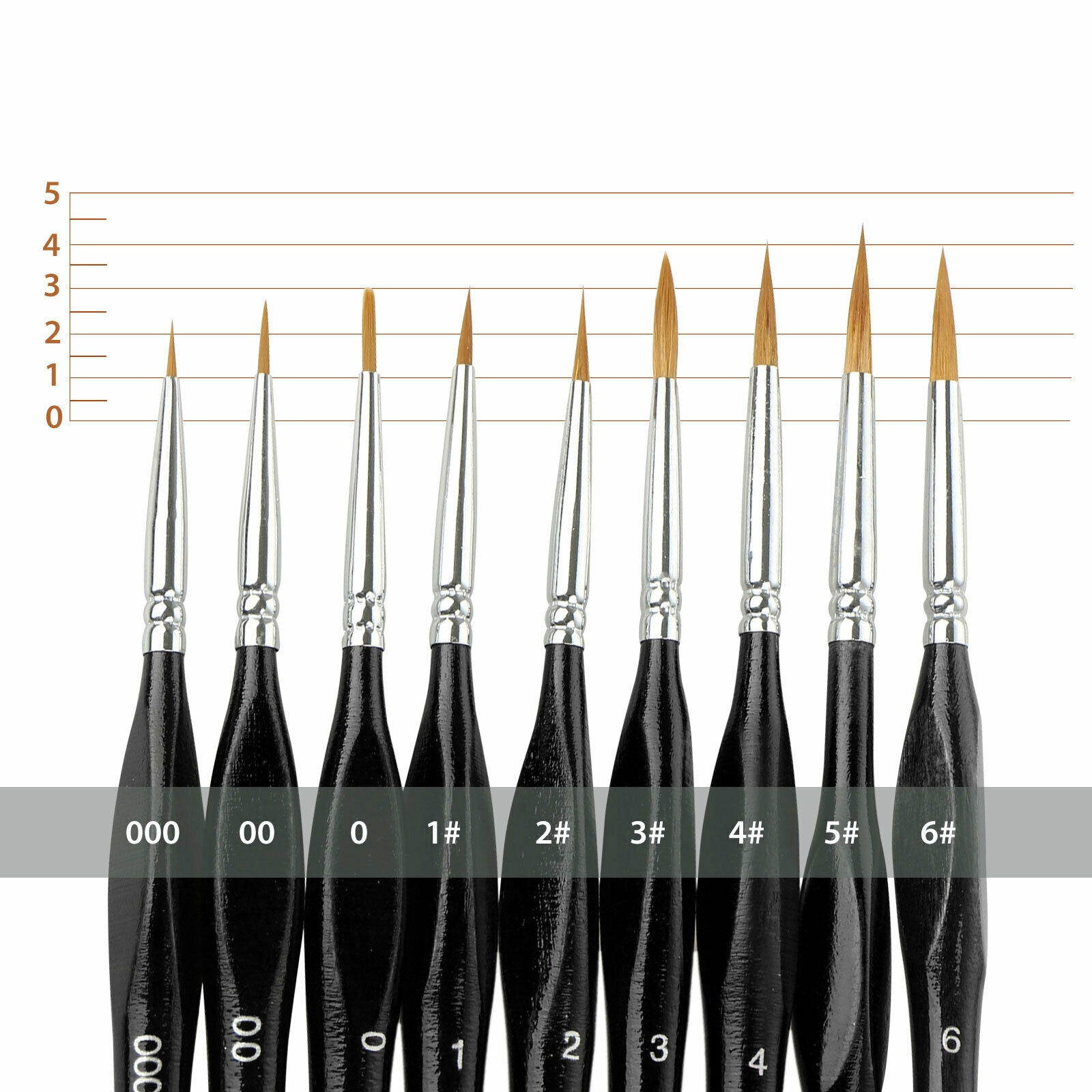9X Miniature Paint Brush Set Professional Sable Hair Fine Detail Art Nail Model