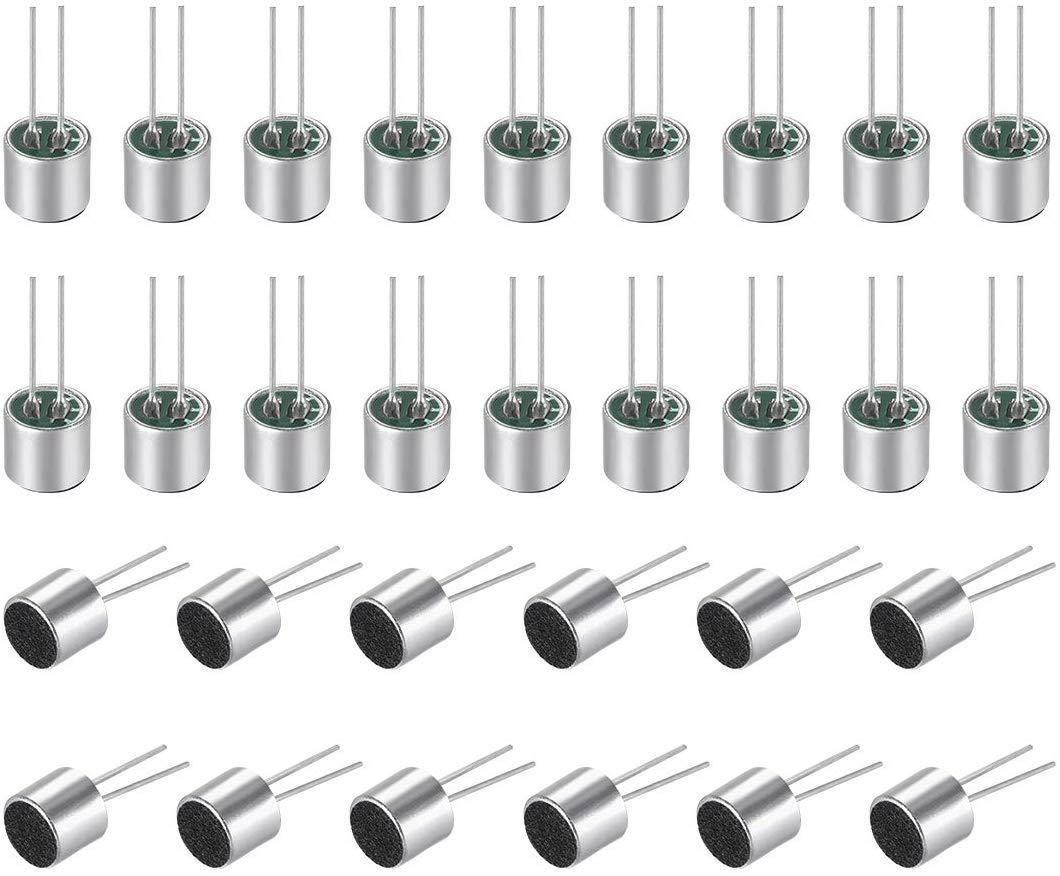 uxcell 6050 56dB Electret Microphone Pickup 6mm x 5mm Cylindrical Condenser MIC with Pins for PCB 30 Pcs
