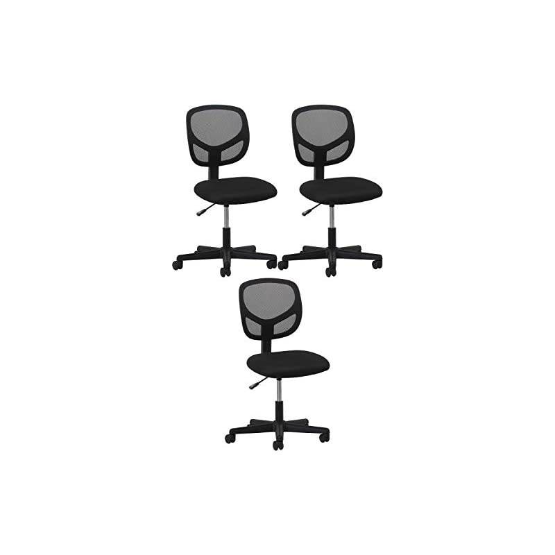 Swivel Armless Mid Back Mesh Task Chair - Ergonomic Computer/Office Chair () Pack of 3