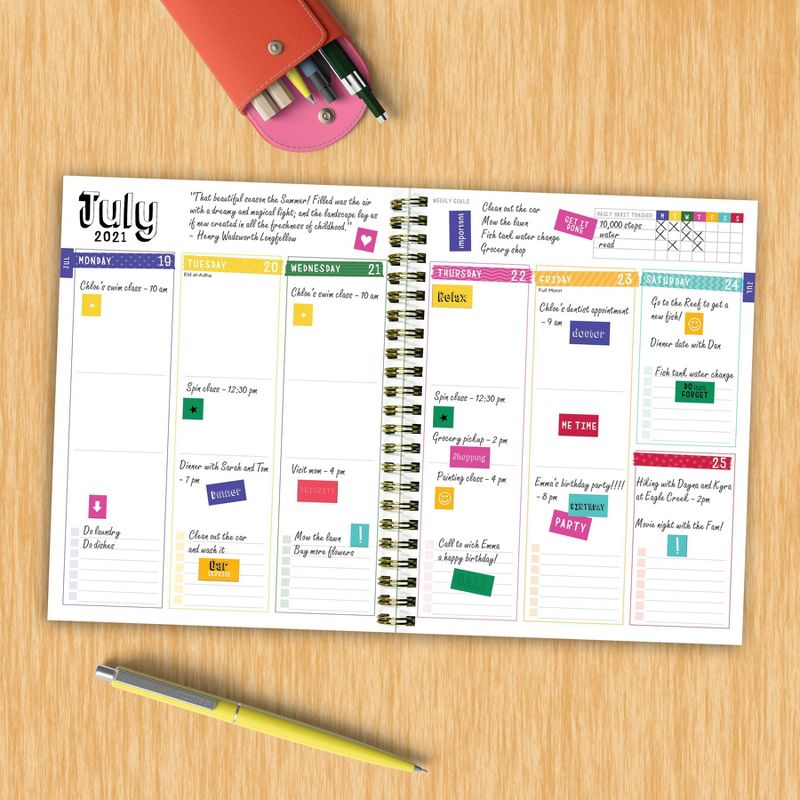 2021-22 Academic Planner 8"x6" Prism Rainbow Daily/Weekly/Monthly - The Time Factory