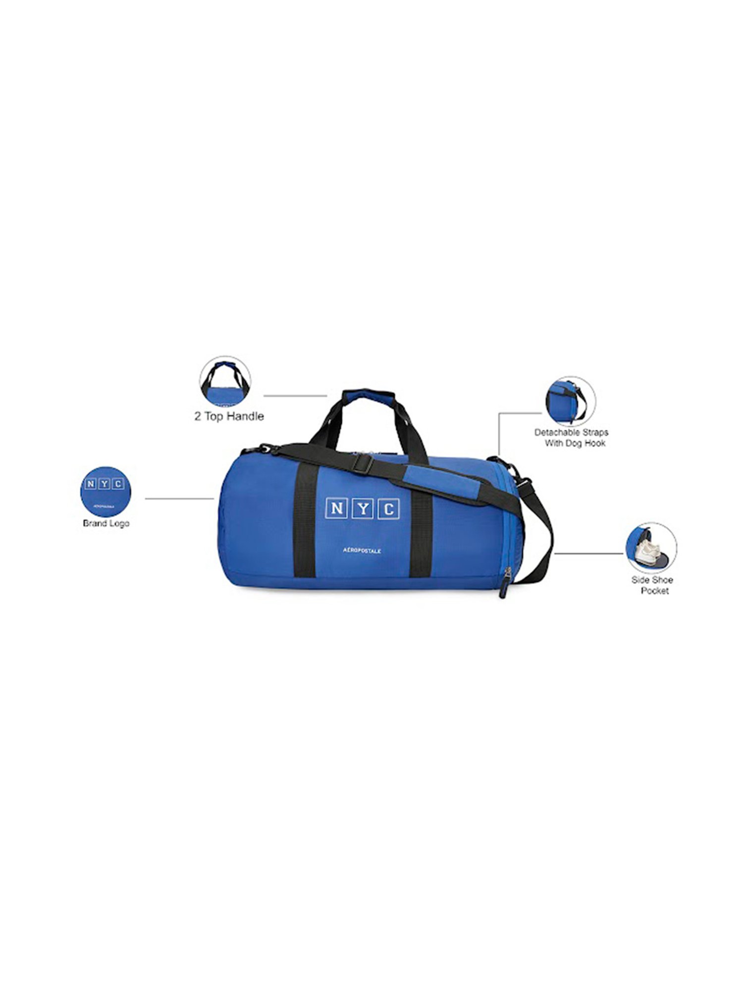 Aeropostale Dryden Electric Blue Polyester Printed Duffle Bag