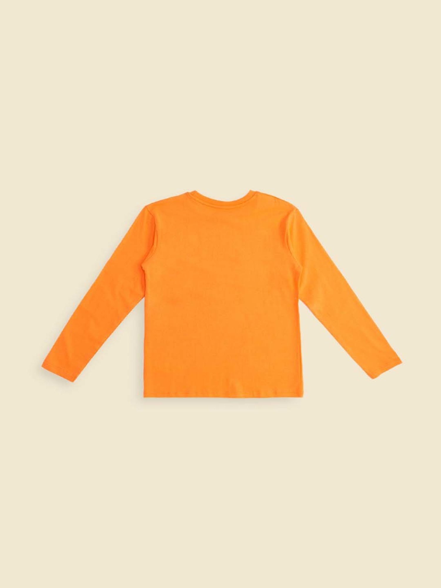 Pantaloons Baby Kids Black & Orange Cotton Printed Full Sleeves T-Shirt