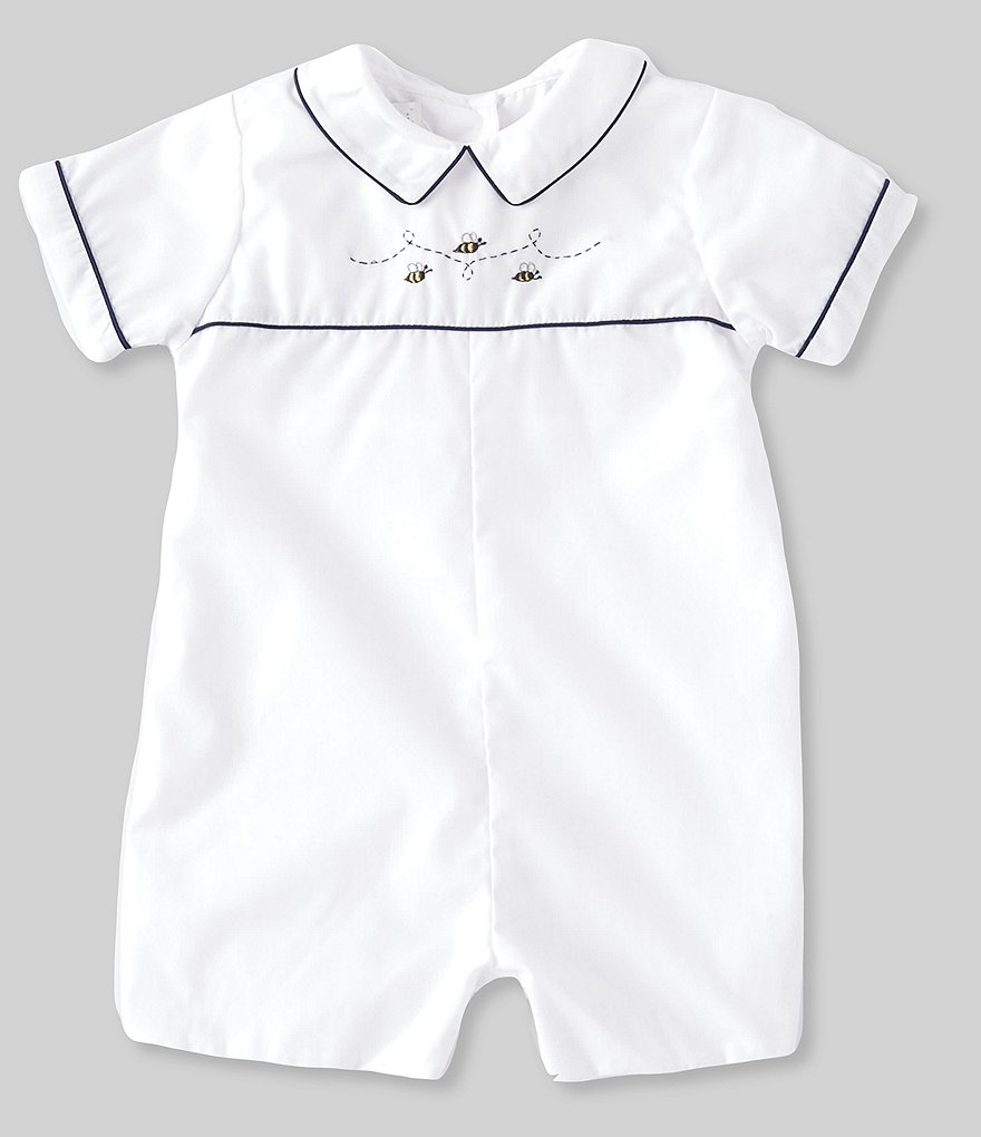 Petit Ami Baby Boys 3-9 Months Short-Sleeve Bee-Embroidered Jon Jon Shortall