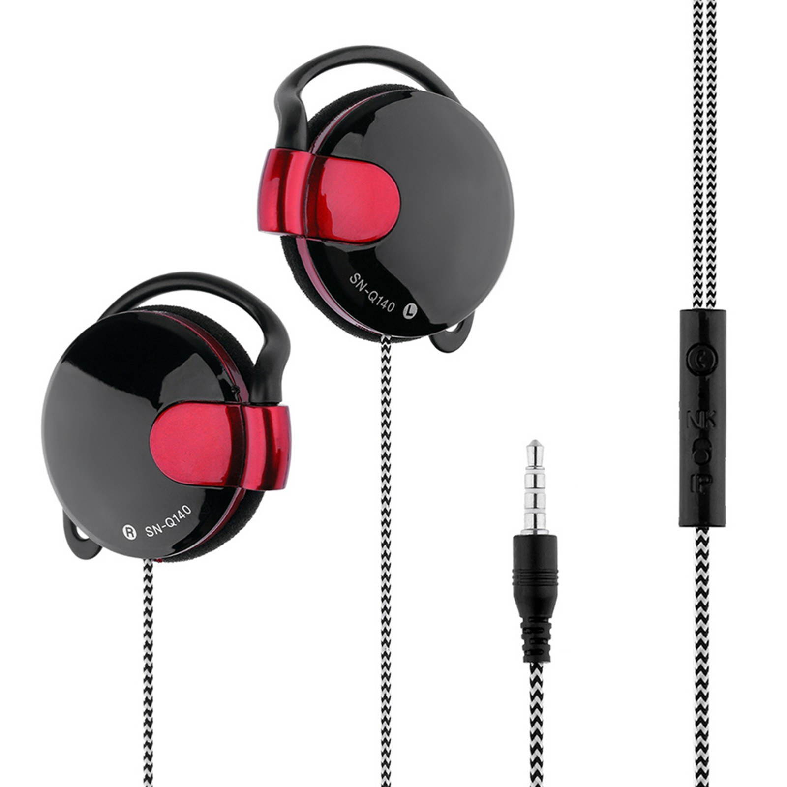 3.5mm Wired Gaming Headset On-Ear Sports Headphones Ear-hook Music Earphones w/ Microphone In-line Control for Smartphones Tablet Laptop Desktop PC