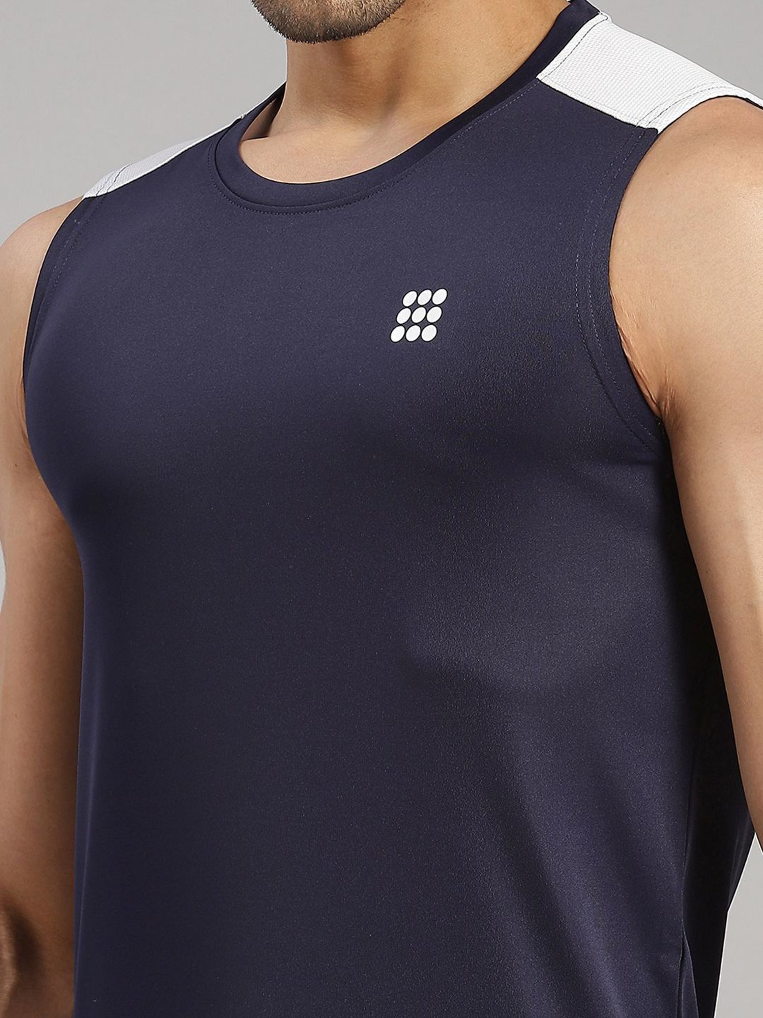 Rock.It Navy Blue Regular Fit Tank Tee