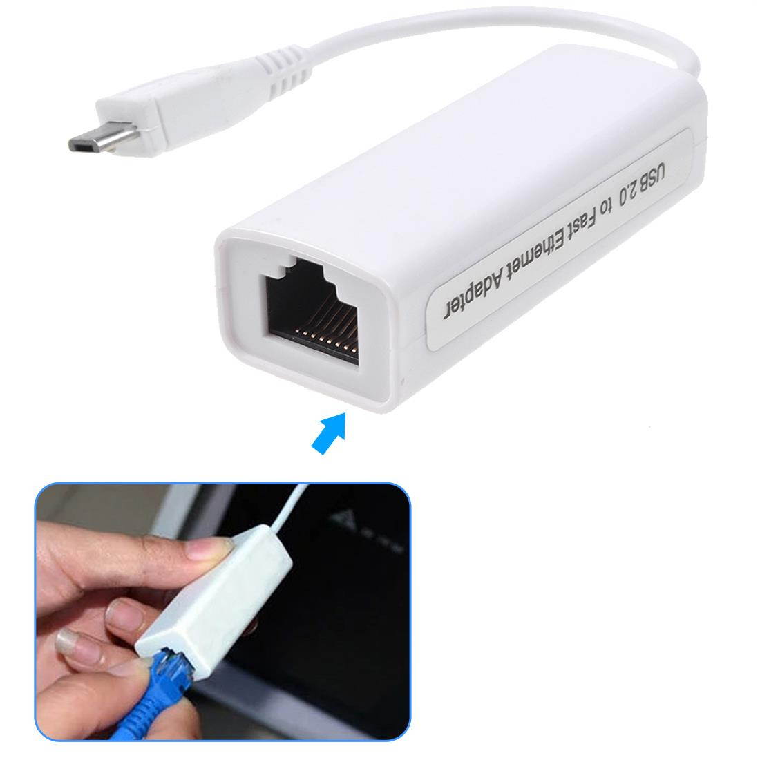 Hong Ye USB Ethernet Adapter  Micro USB 2.0 to RJ45 White