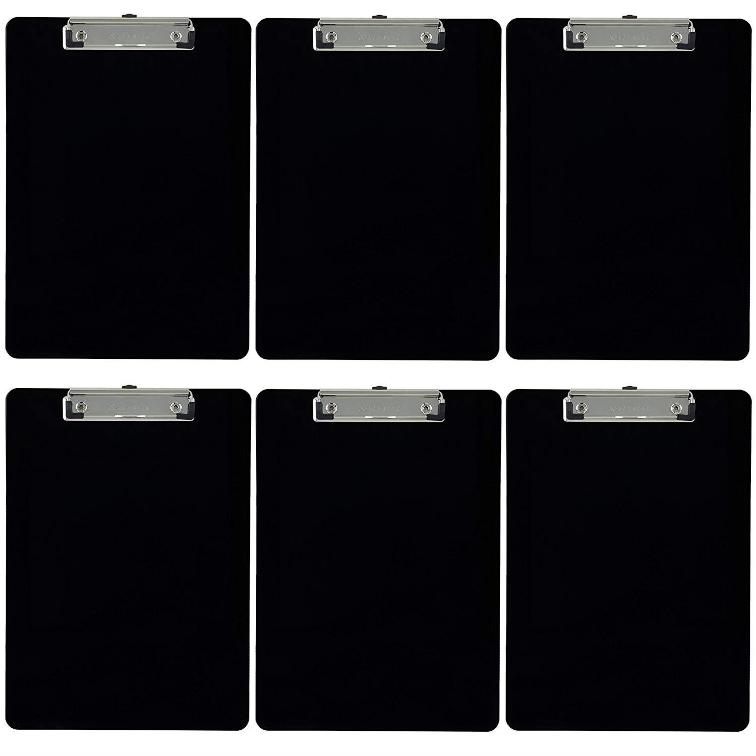 Trade Quest Plastic Clipboard Opaque Color Letter Size Low Profile Clip (Pack of 6) (Black)