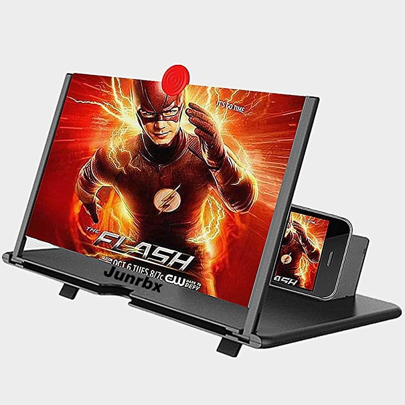 Screen Magnifier Amplifier New Generation Phone Holder Screen Amplifier 3D HD Video and Gaming Phone Projectorwith Foldable Phone Stand Supports All Smartphones