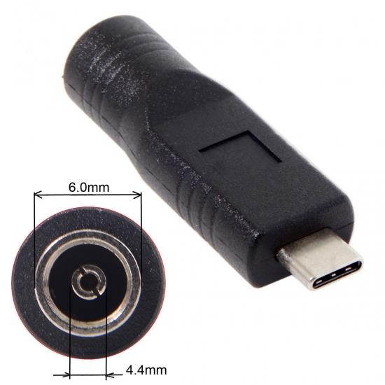 CY DC Jack 6.0*4.4mm Input to USB-C Type-C Power Plug Charge Adapter for Laptop Phone
