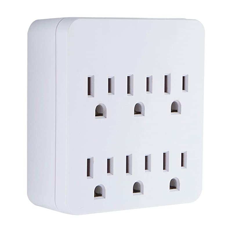 Pro 6-Outlet Sur Protector, 2 Pack, 3-Prong Wall Adapter, Charging Station, 1020 Joules Protection Rating, Automatic Shutdown, Sleek Design, White, 50051