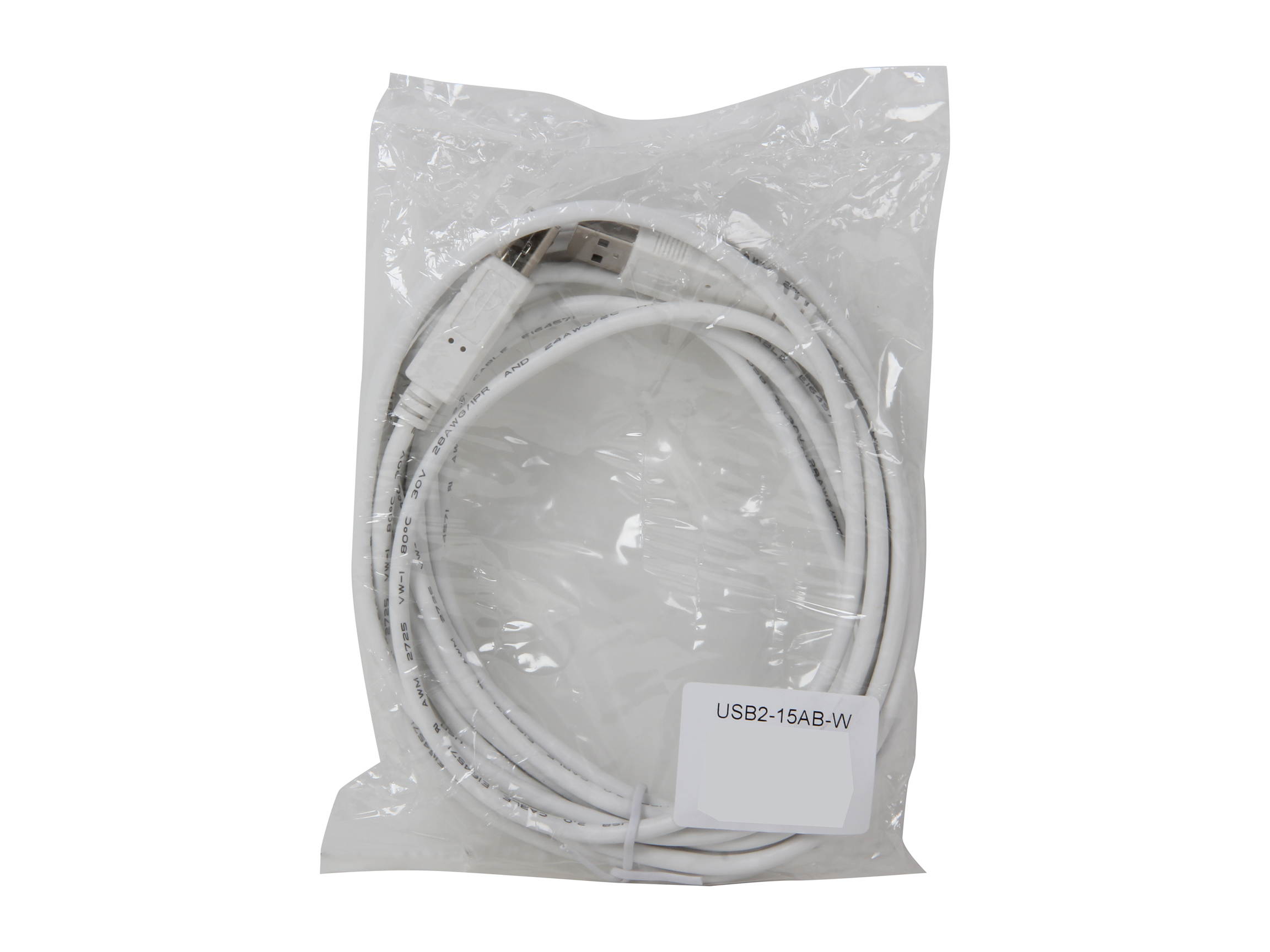 BYTECC USB2-15AB-W Type A Male to Type B Male Cable