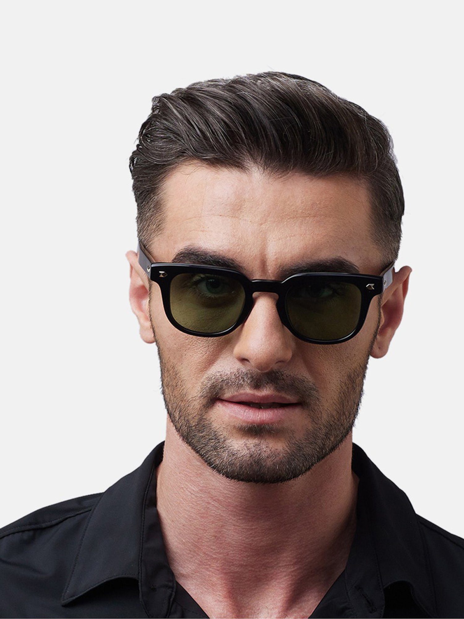 Shisen Fox Osaka Black/Crystal Square Unisex UV Protection Sunglasses -48 mm