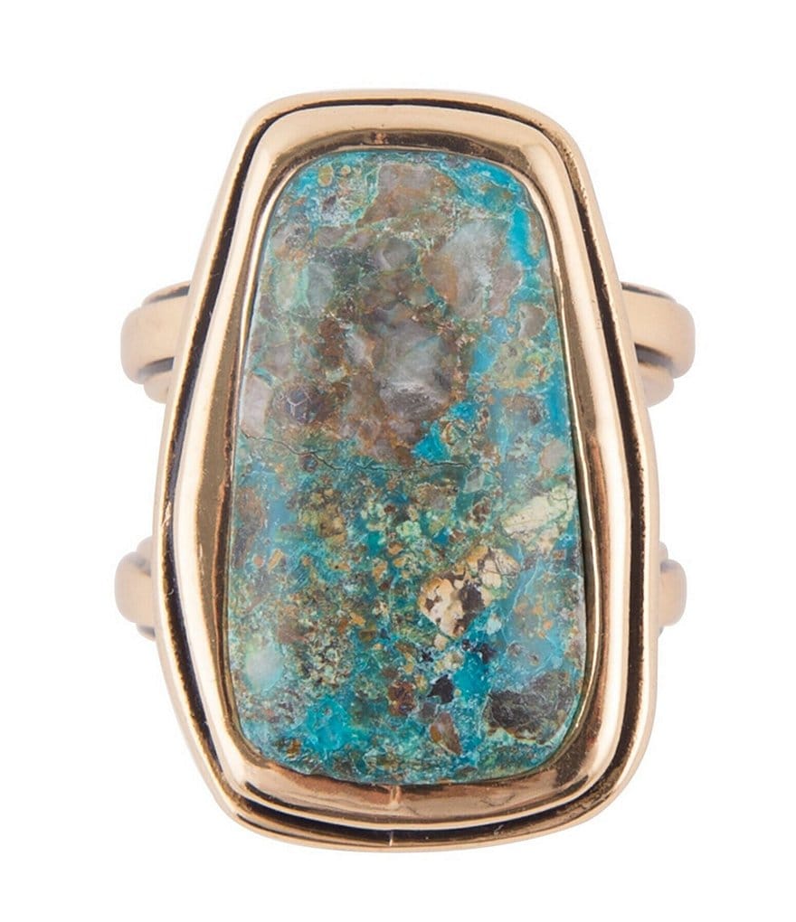 Barse Bronze and Chrysocolla Statement Ring