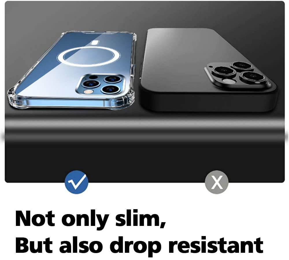 Designed for iPhone 12 Pro/12 Case 6.1", Magnetic Phone Case Compatible with MagSafe, [Anti-Yellow] [Ultra Slim] [200% Drop Protection] TPU+PC Hybrid Protective Cover for iPhone 12 Pro - Clear