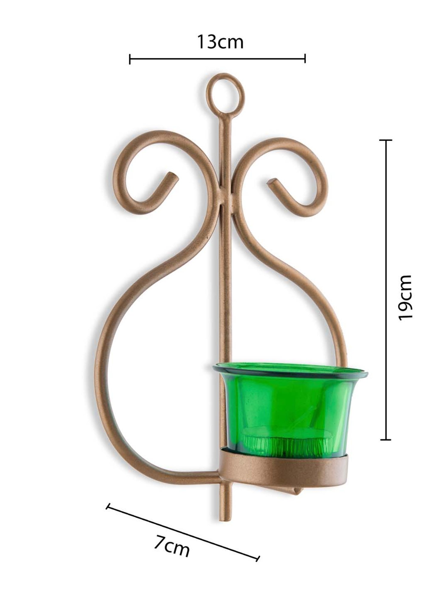 Homesake 'Halloween' Green & Golden Metal Wall Candle Holder With Tea Light Candle - Set of 2