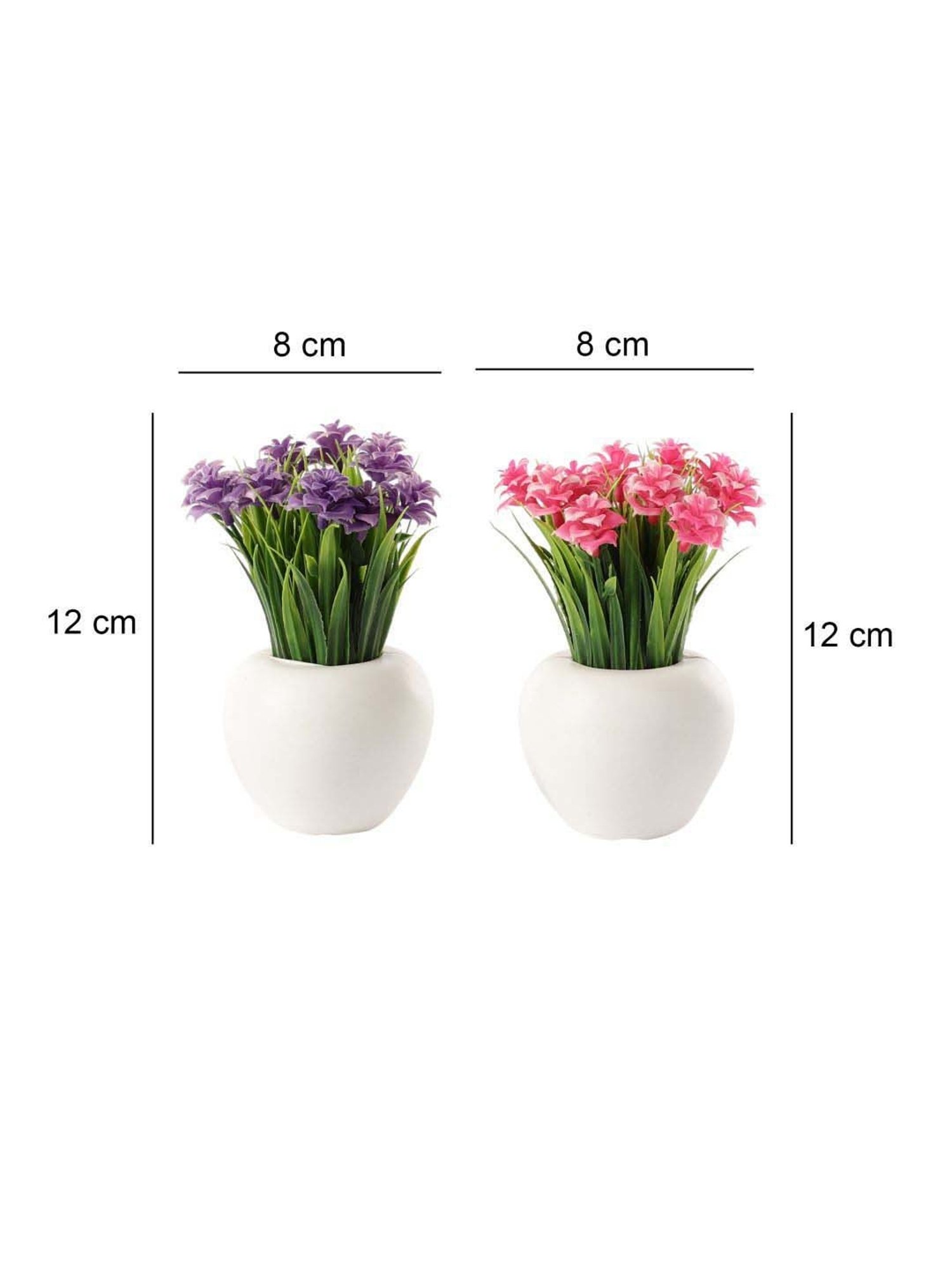 Foliyaj Multicolor Plastic Artificial Mini Plants With Roses - Set of 2