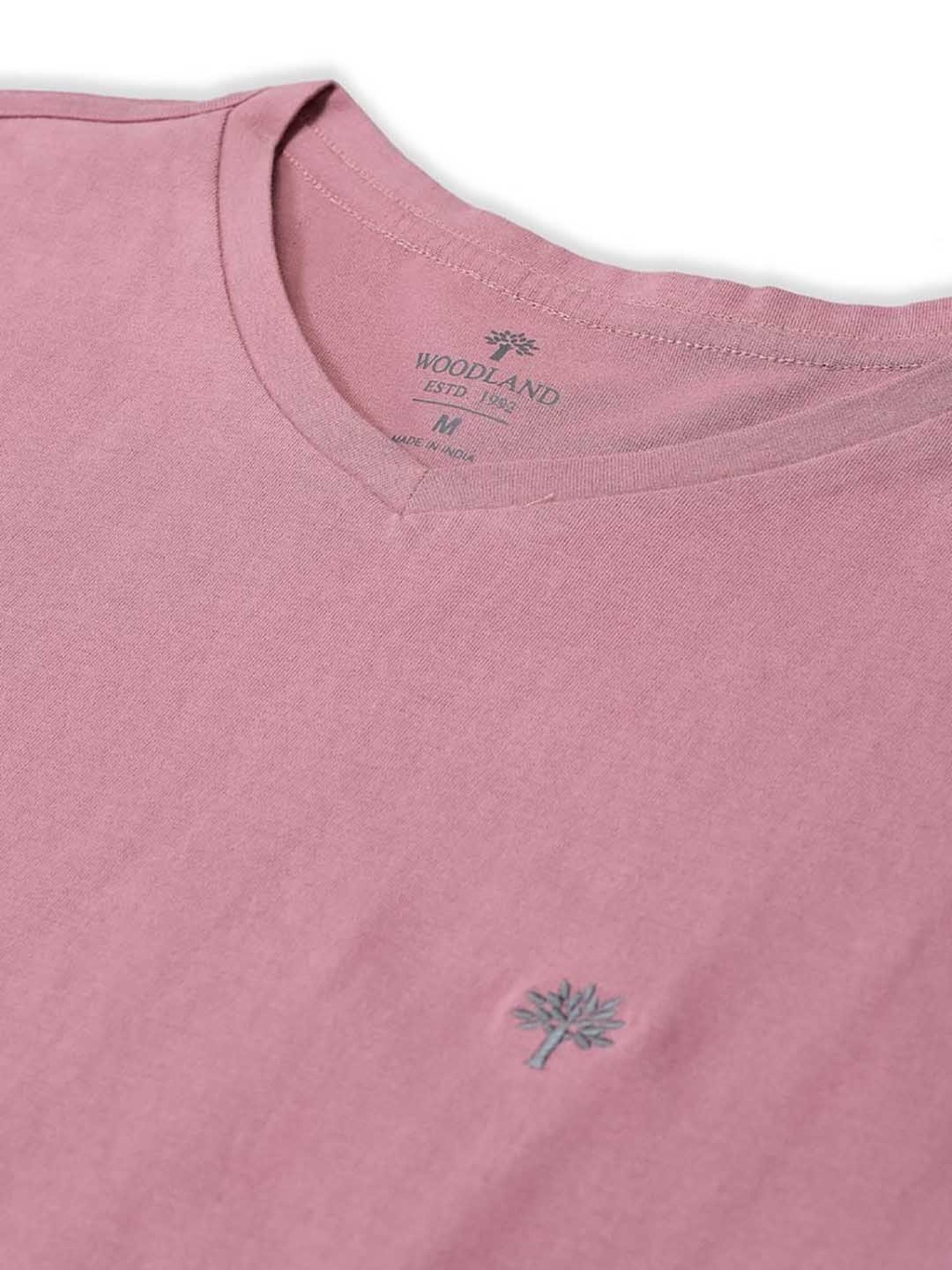 Woodland Pink Regular Fit V Neck T-Shirt