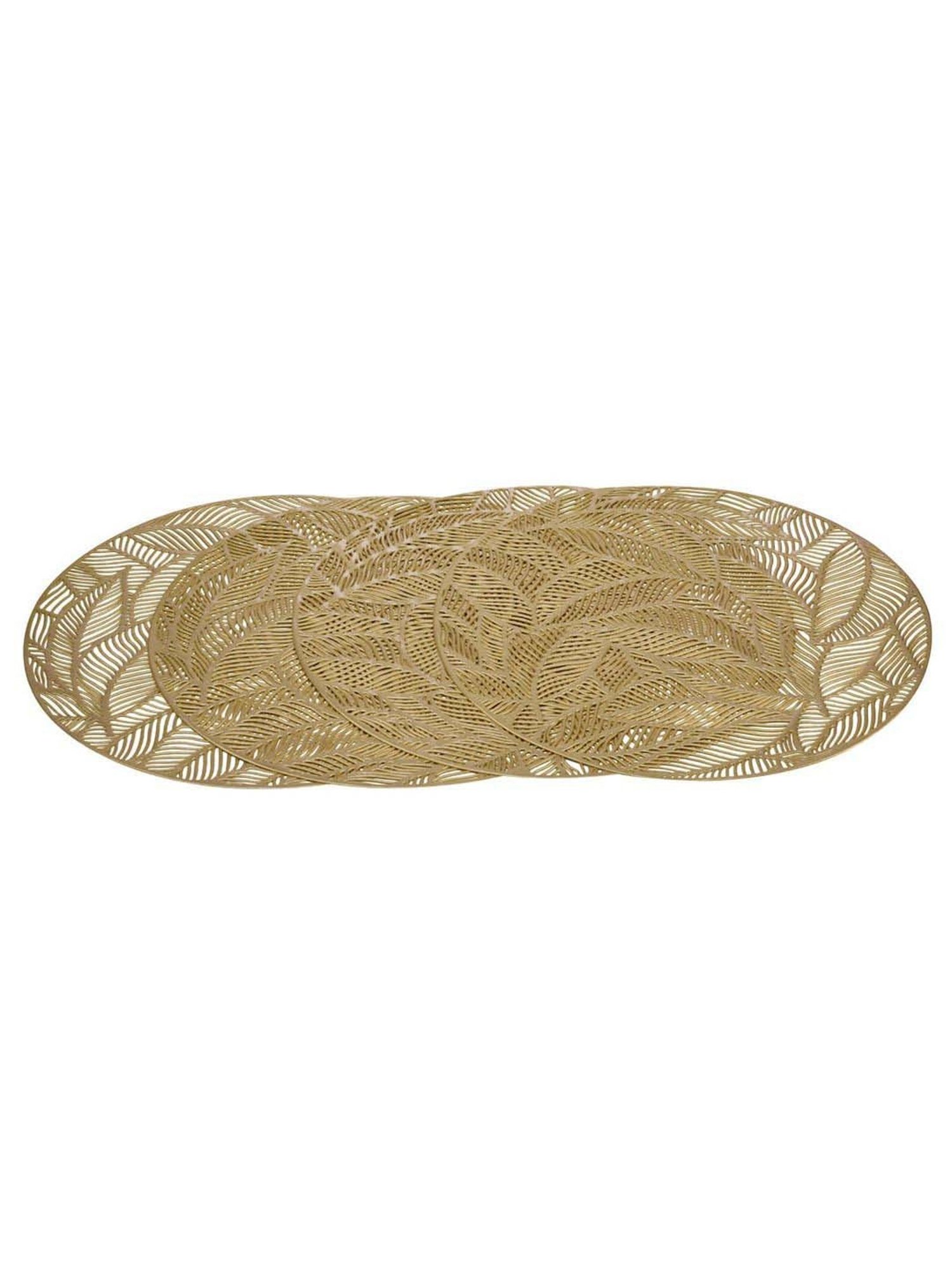 @home Gold Pvc Round Leaf Design Table Placemat - Set of 4