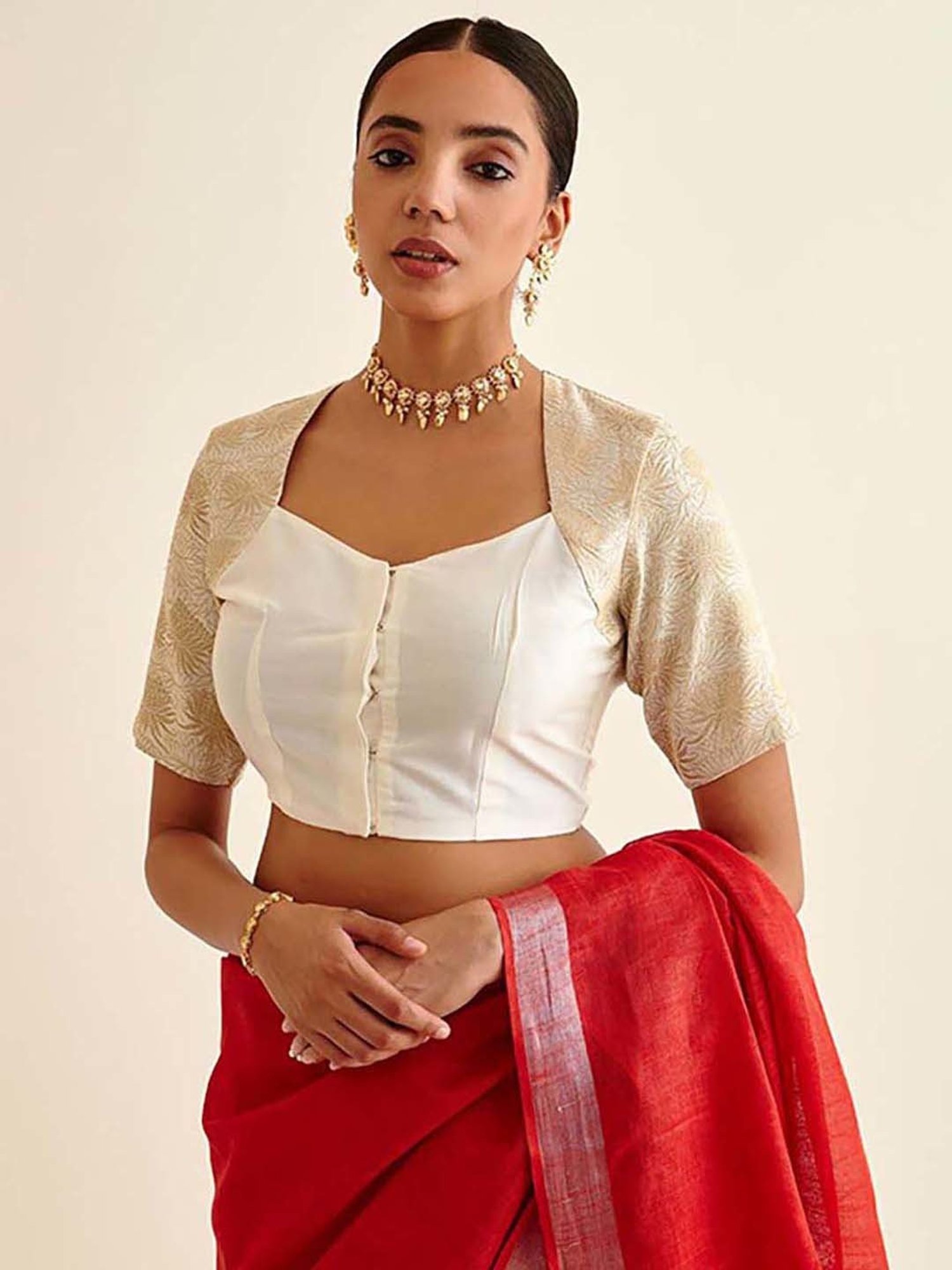 Salwar Studio Red Textured Blouse