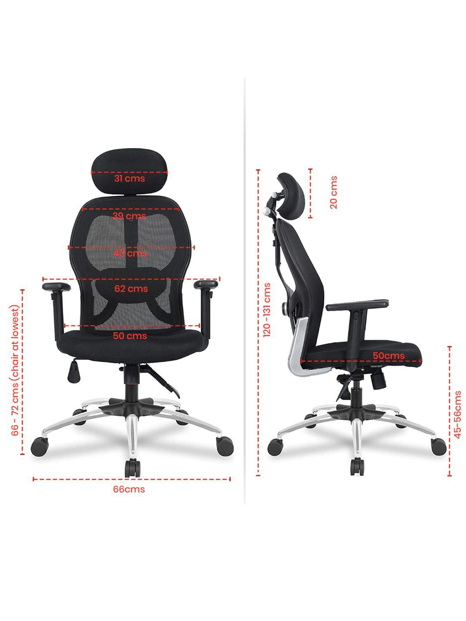 Green Soul New York Superb Black Foam Ergonomic Office Chair