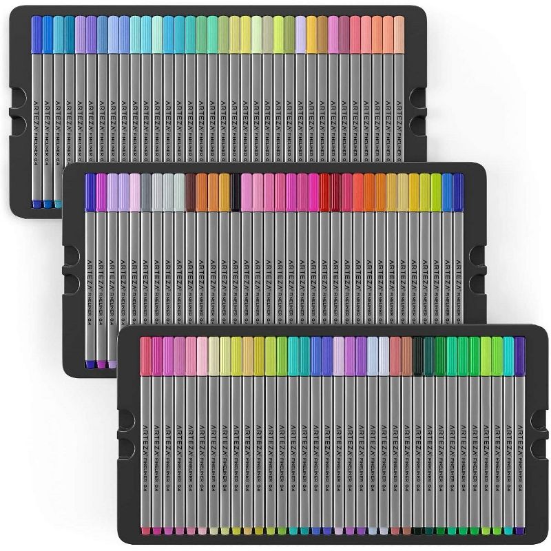 Arteza Fineliner Colored Pens Set, Inkonic, Fine Line, 0.4mm Tips, Assorted Colors - 102 Pack (ARTZ-8420)