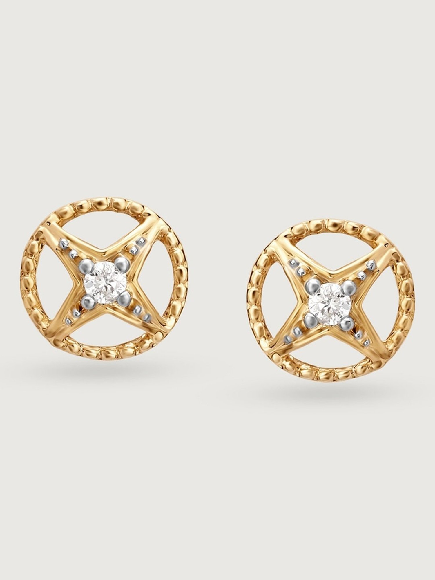 Mia by Tanishq Timeless Starscape 14k Gold & Diamond Stud Earrings