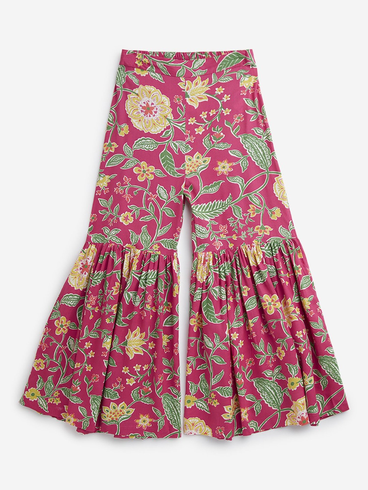 Utsa Kids by Westside Dark Pink Floral Printed High-Rise Gharara