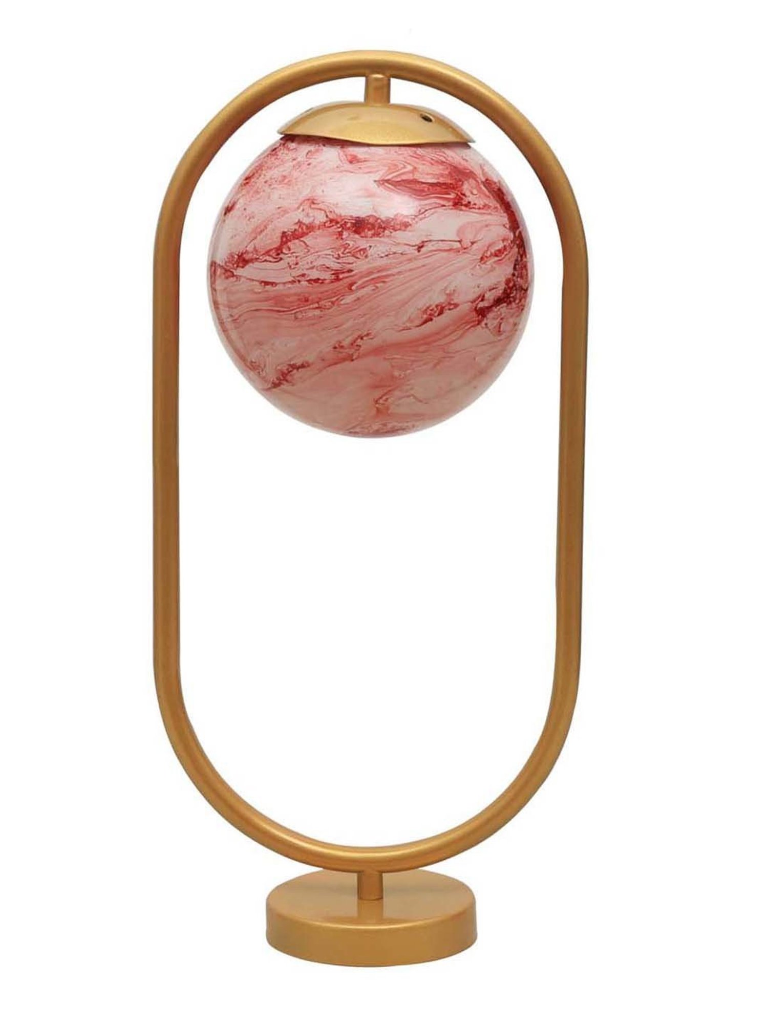 Homesake Red & Golden Metal Bedside Globe Desk Lamp