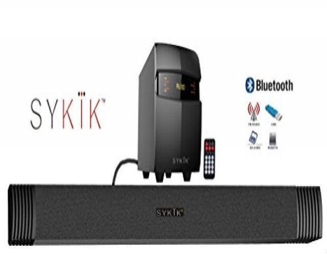 Sykik SBME2SUB Bluetooth Sound Bar with subwoofer, wireless remote, FM radio, RCA input, USB, SD ports and bass control