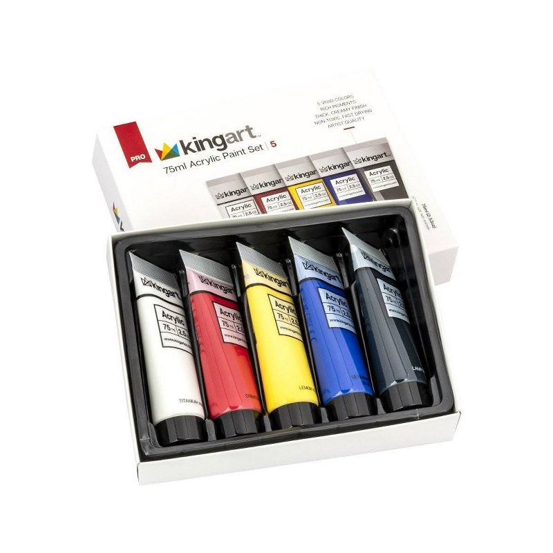 Kingart 5ct 75ml Acrylic Paint Set