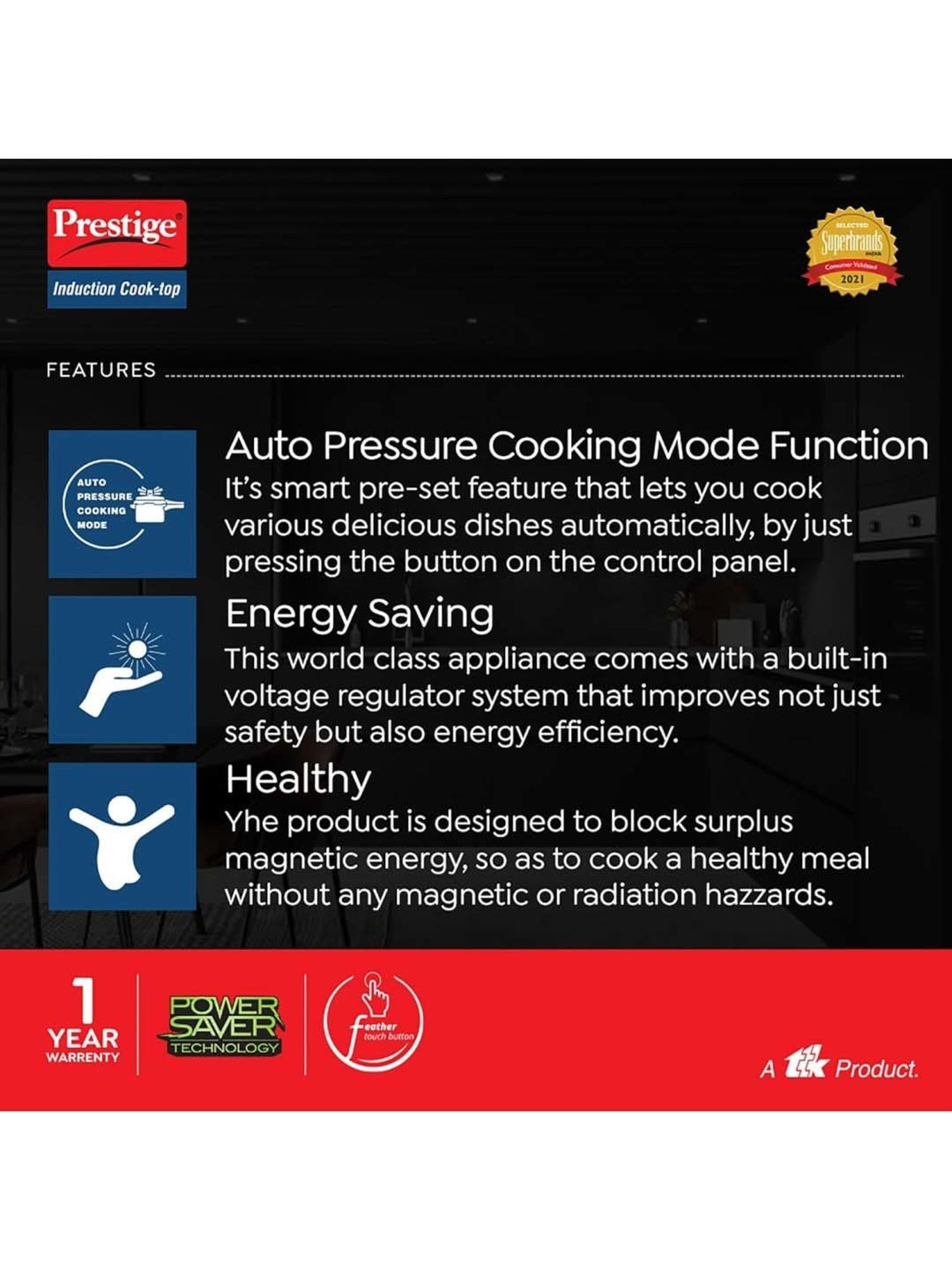 Pigeon Blackline Smart Black Glass Manual Gas Stove (2 Burners)