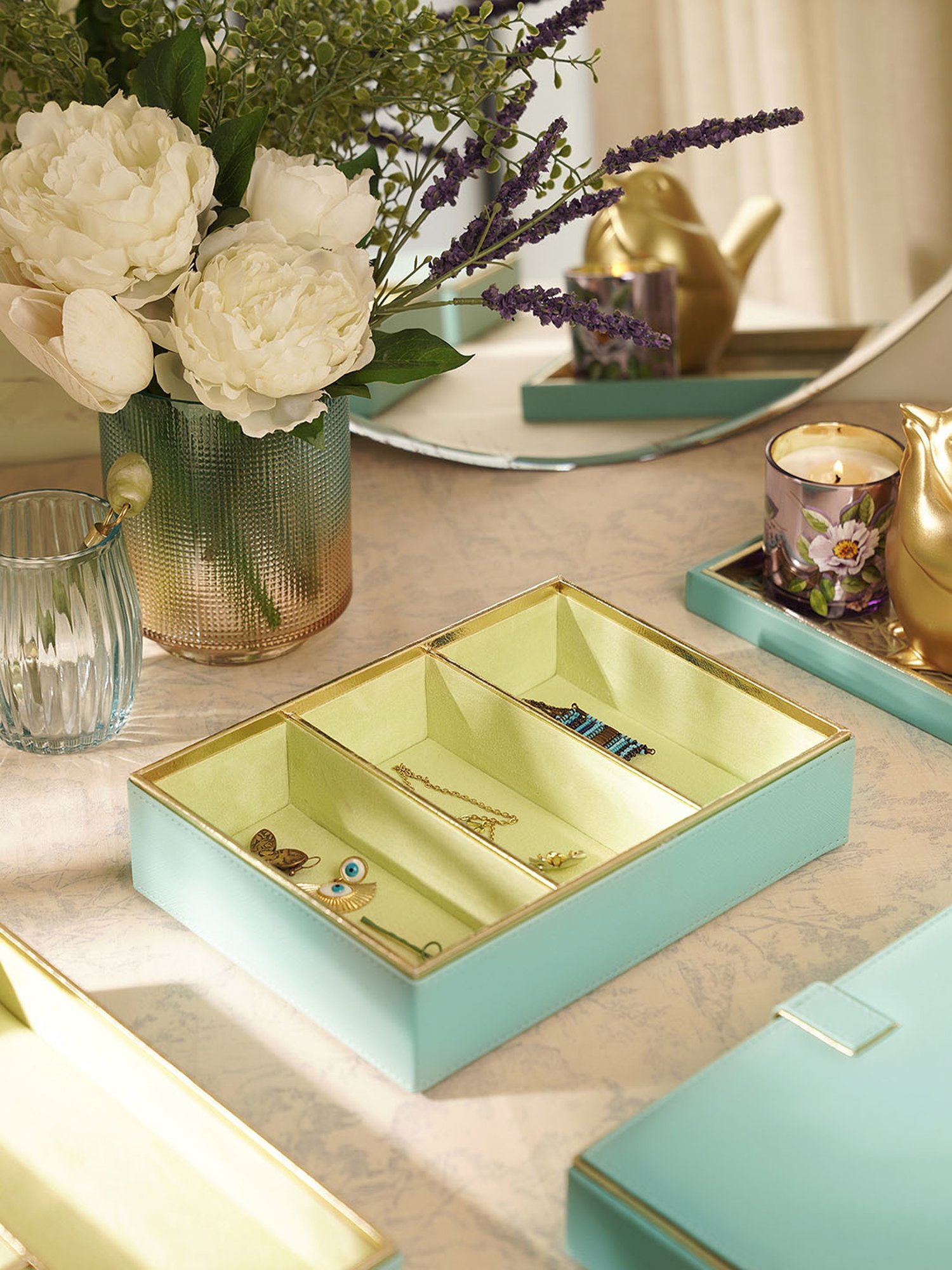 Pure Home and Living Blue Faux Leather Organisers