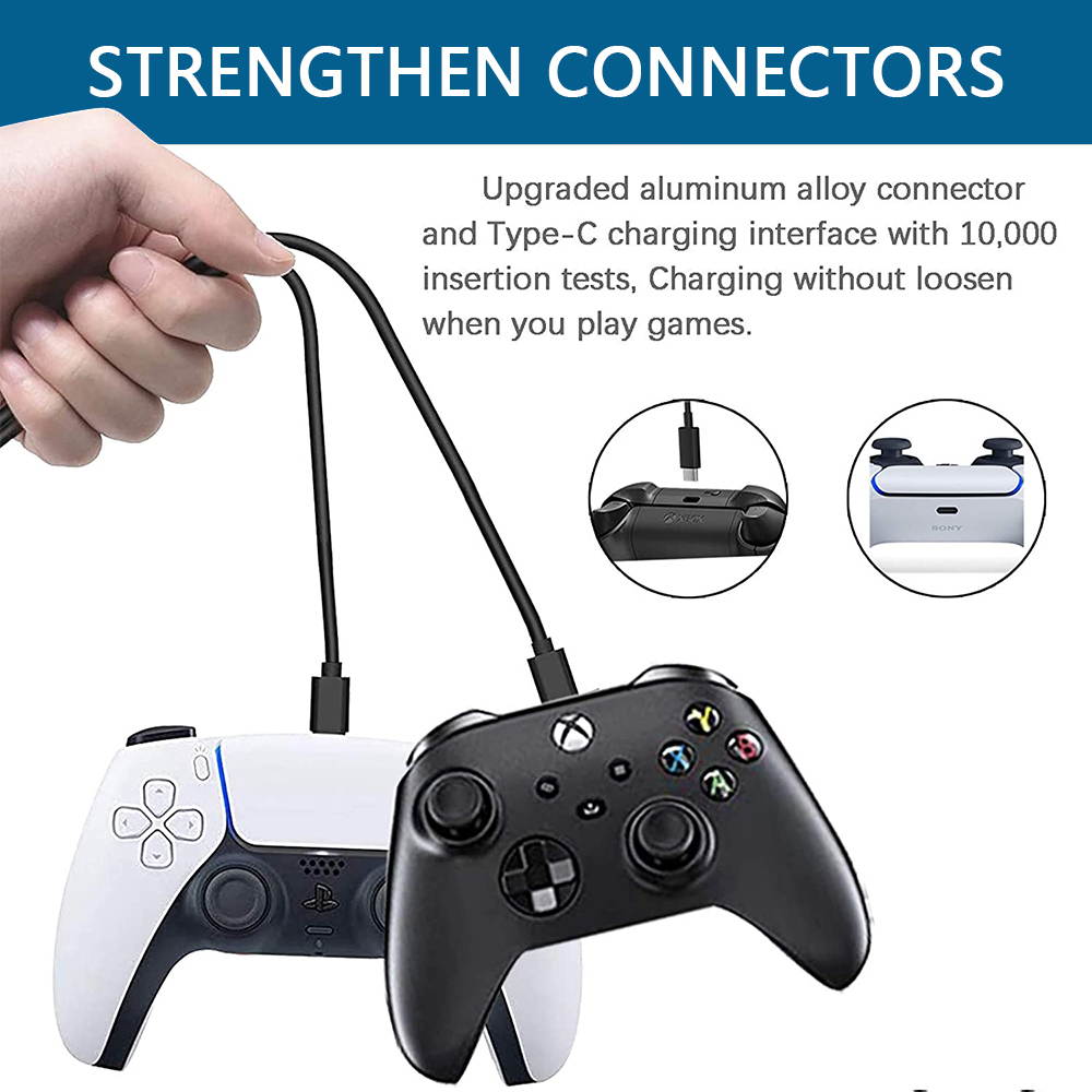 Charging Cable for PS5 DualSense Controller, 2 in 1 10ft Type C PS5 Controller Charger Cable Fast Charging Cable for Xbox Series X/S /Playstation 5/Nintendo Switch/Other USB Type-C Device