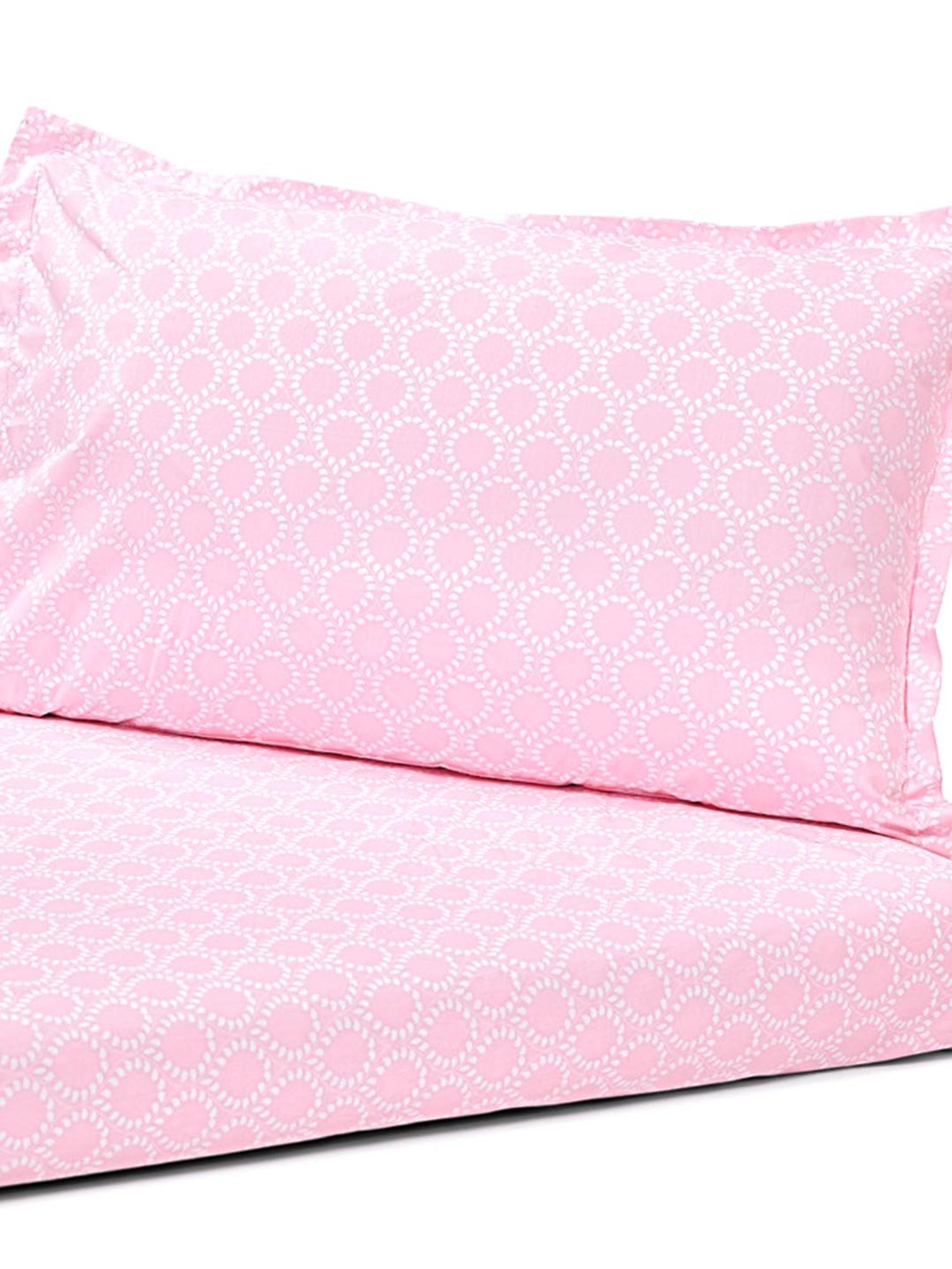 Nigh Nigh Leaf Jaal Pink Cotton 300 TC Kids Bed Linen Set